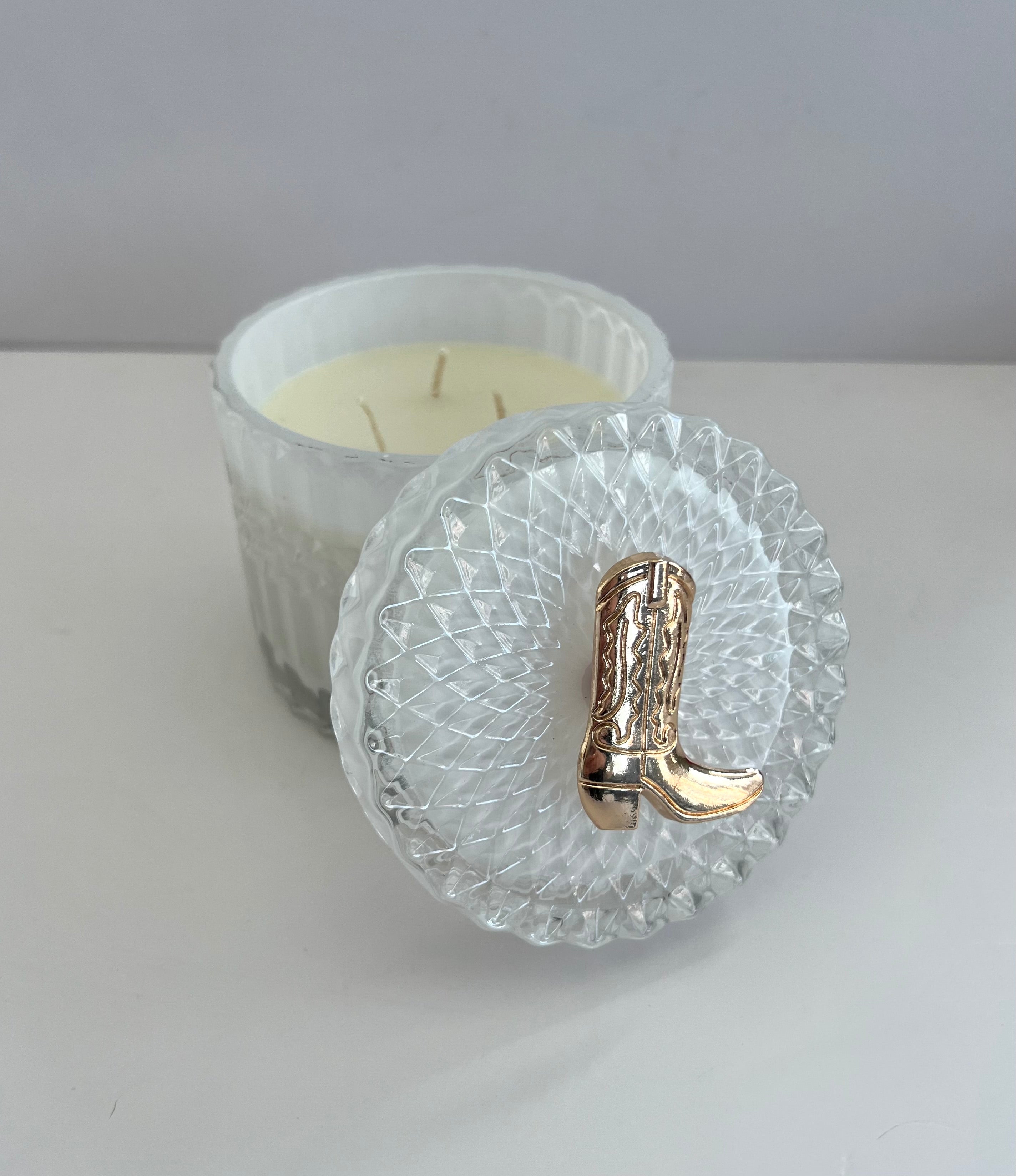 White Cowboy Boot Candle | Exotic Citrus Scent