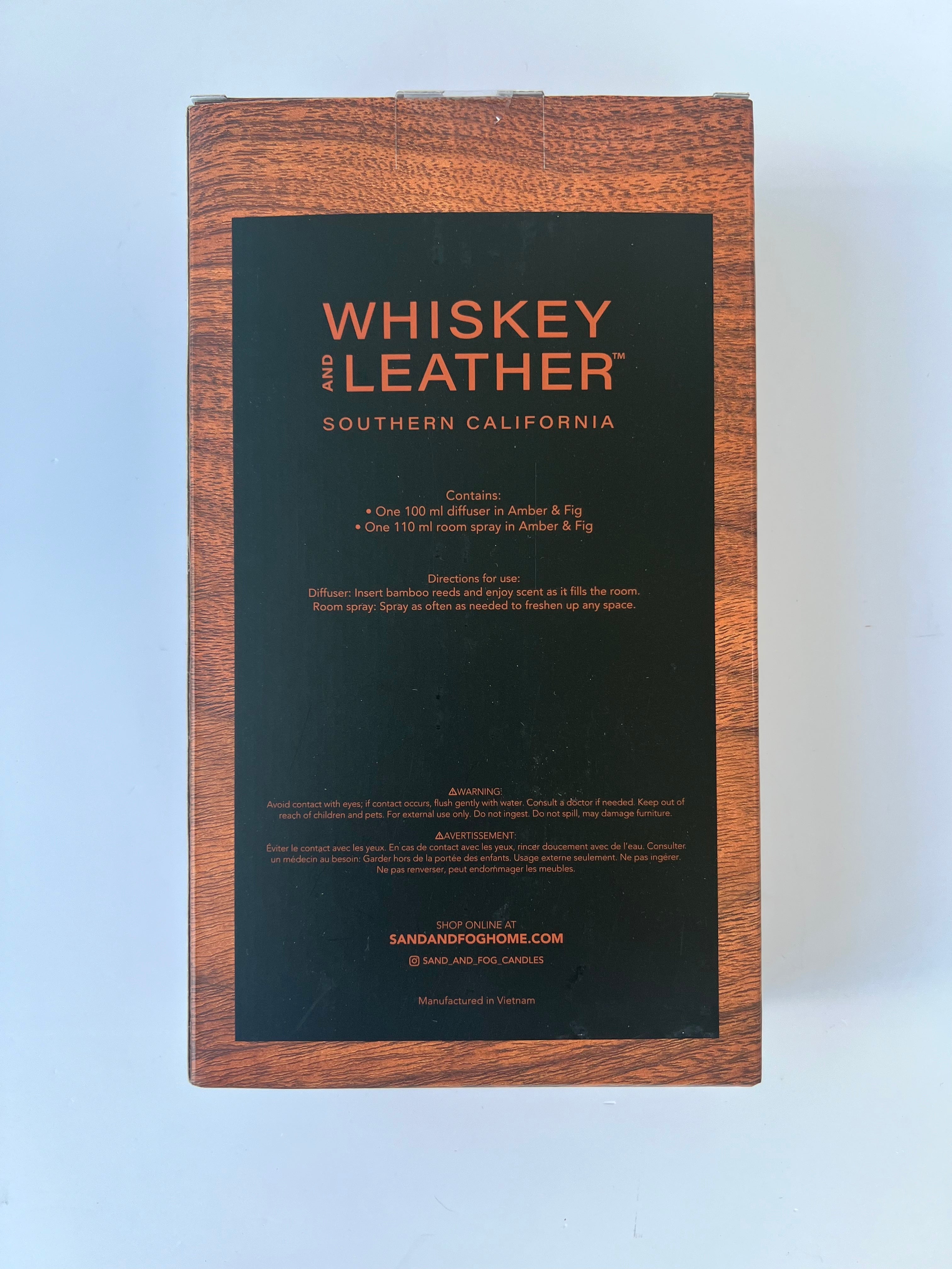 Whiskey and Leather Room Spray & Diffuser | Amber & Fig Scent