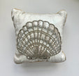 Beige Beaded Shell Throw Pillow