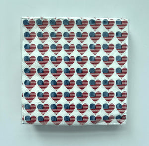 American Flag Hearts Cocktail Napkins