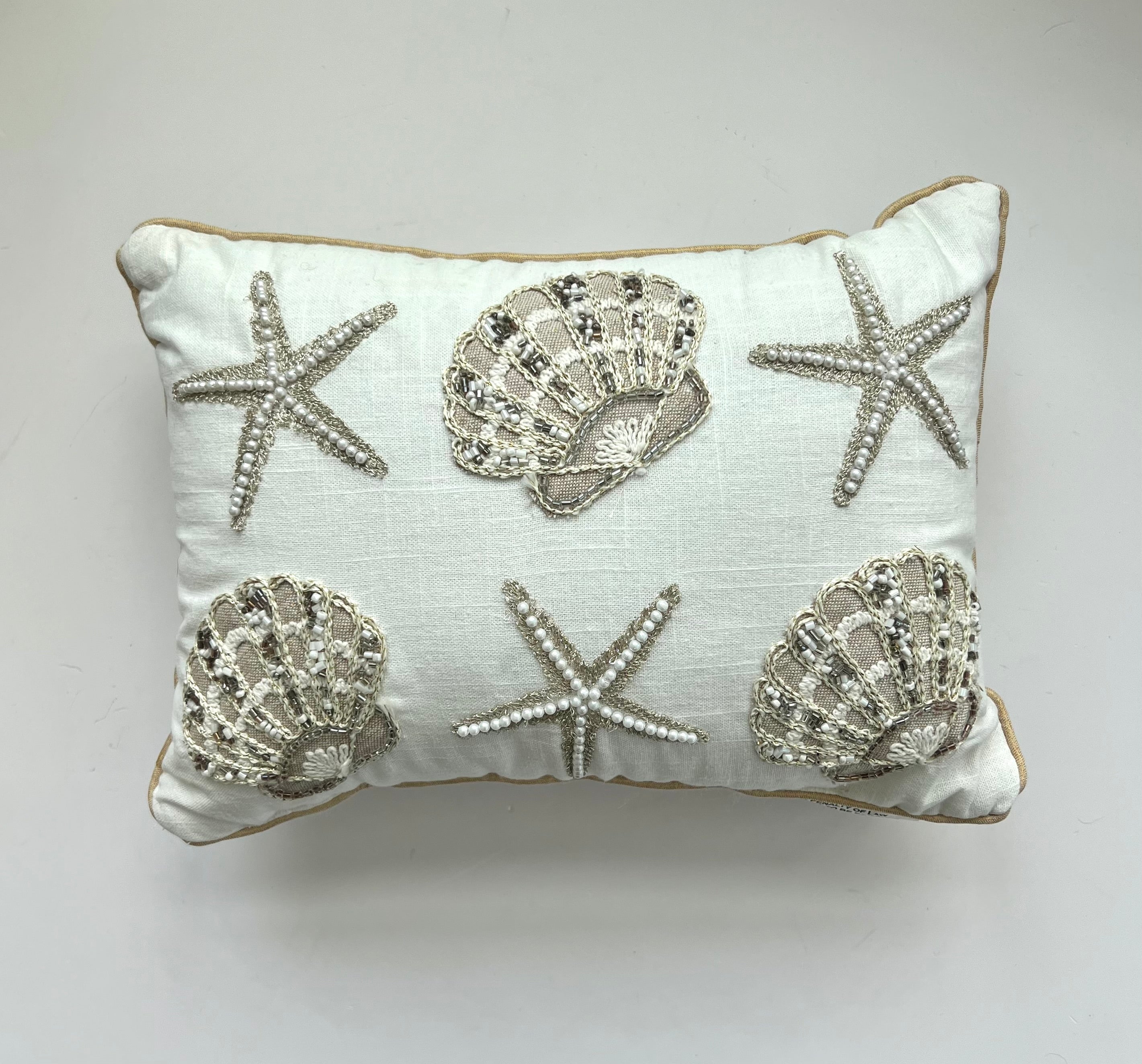 Starfish & Shells Beaded Throw Pillow