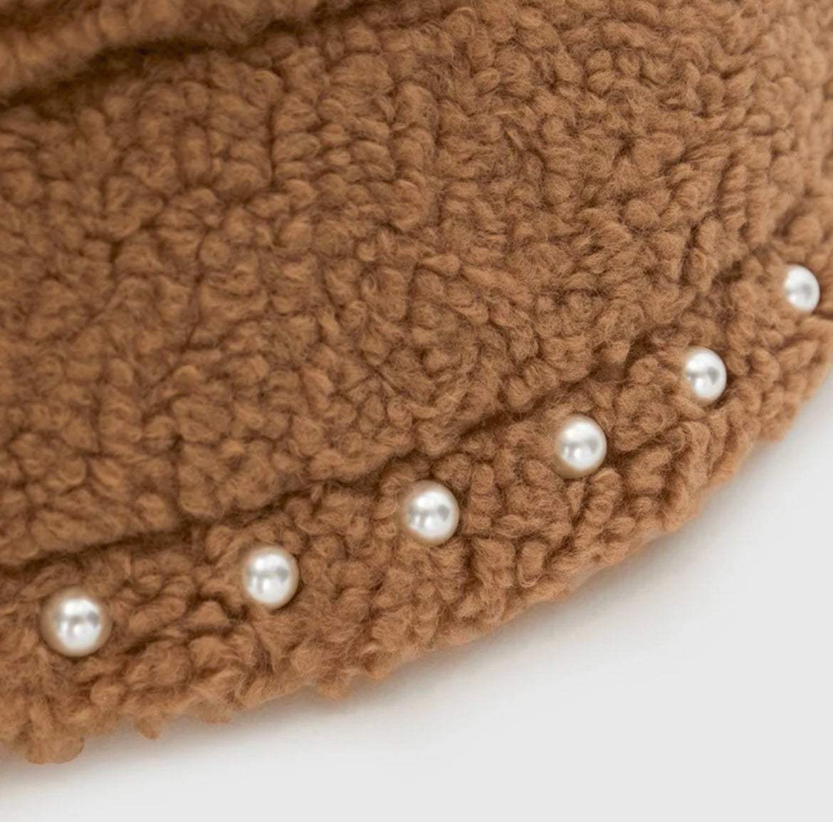 Camel and Pearls Fluffy Hat