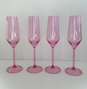 Pink Acrylic Champagne Glasses (Set of 4)