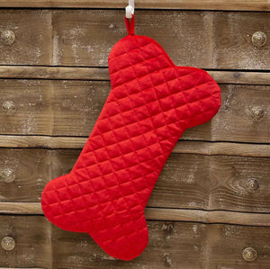 Quilted Dog Bone Stocking | Red