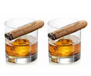 Vasos de whisky con soporte para cigarros (juego de 2)