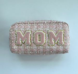 Fuzzy Patch Mom Pouch | Pink Tweed