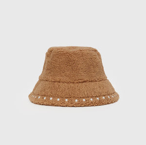 Camel and Pearls Fluffy Hat