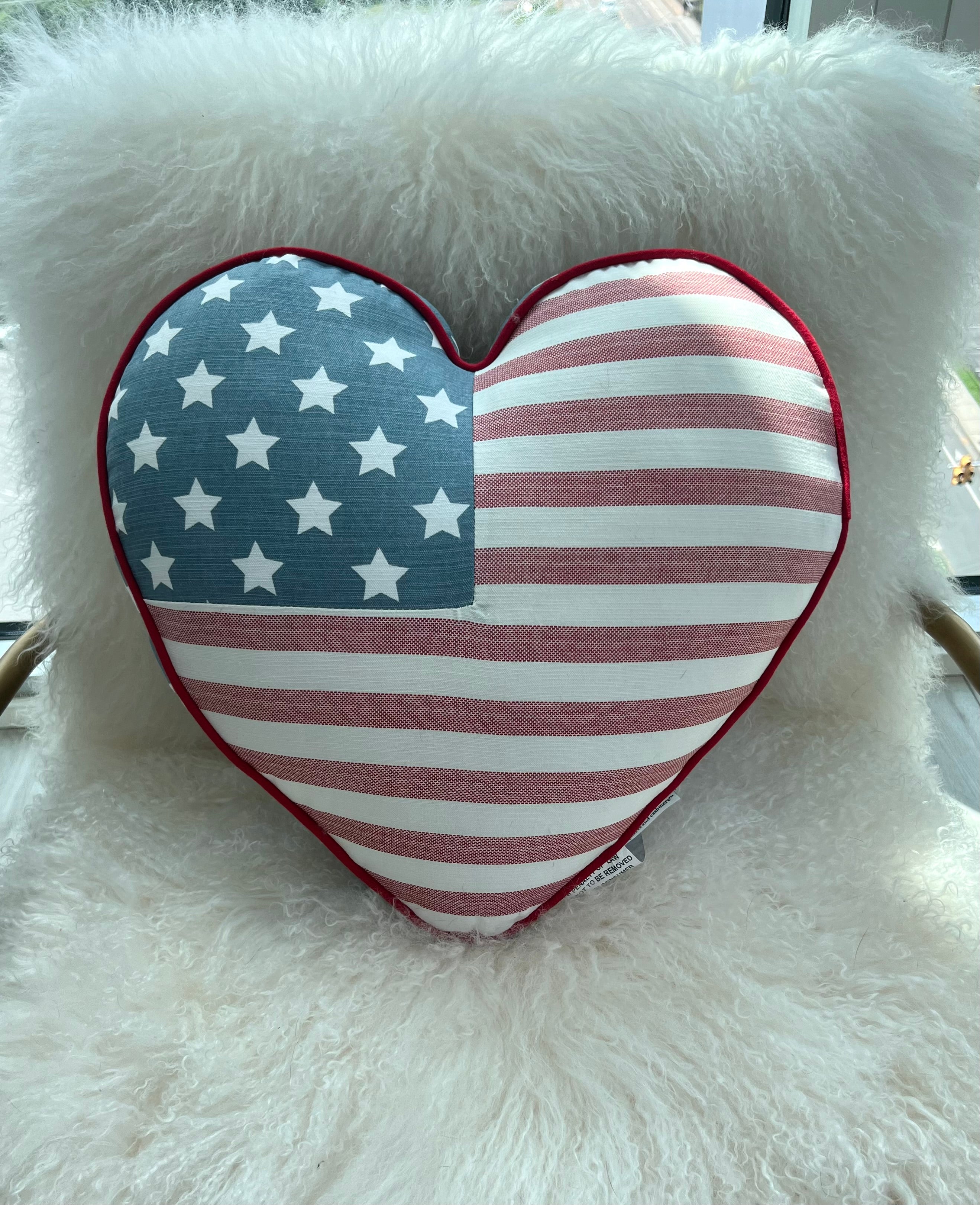 American Flag Heart Pillow