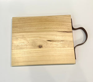 Wood Tray with Leather Handle