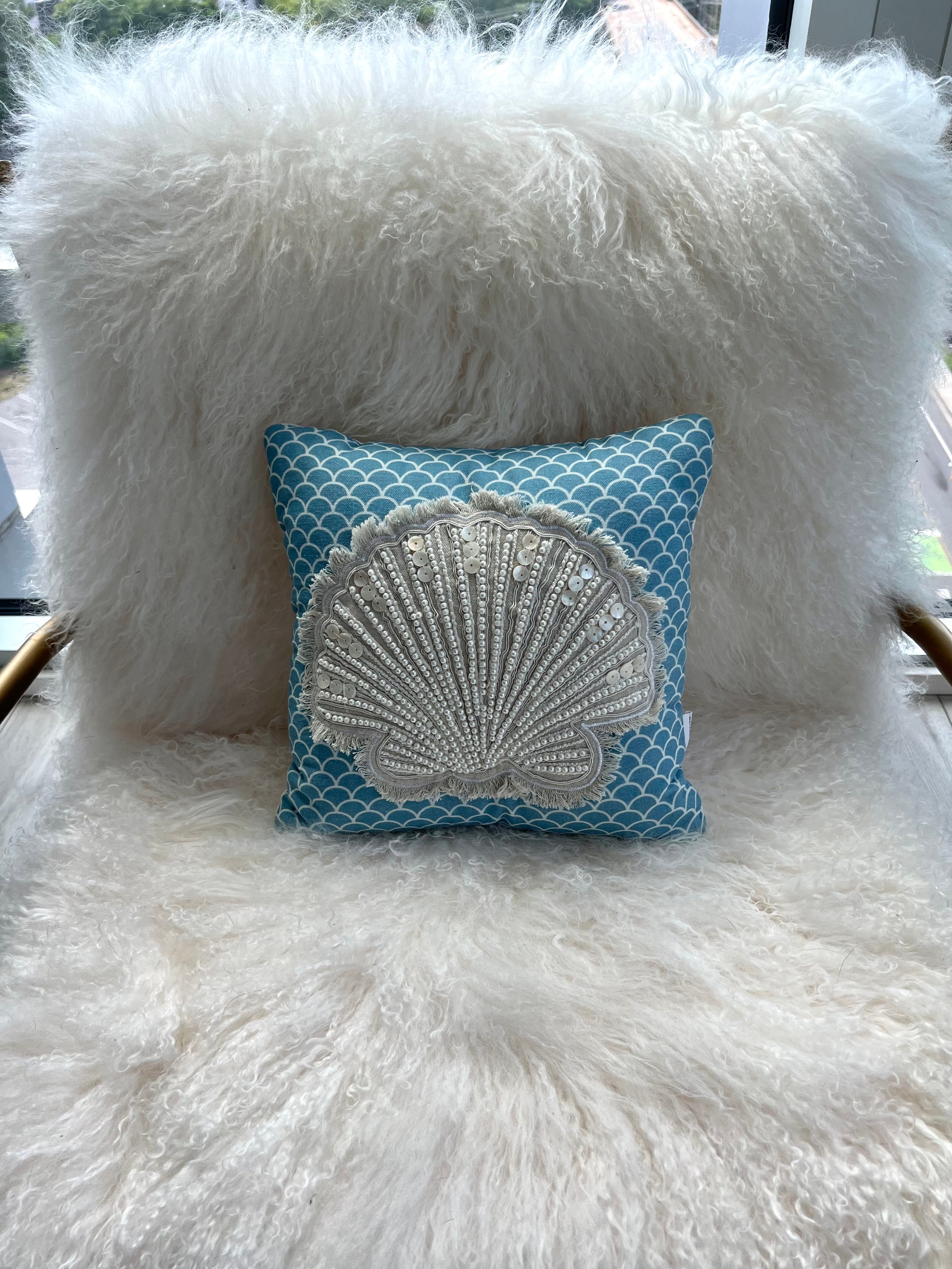 Pearls & Fringe Shell Throw Pillow