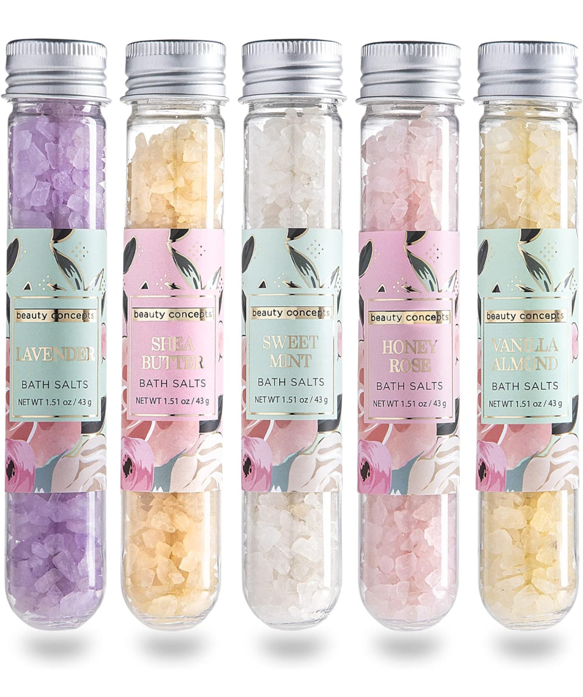 Sage Floral Bath Salts Gift Set (Pack of 5)