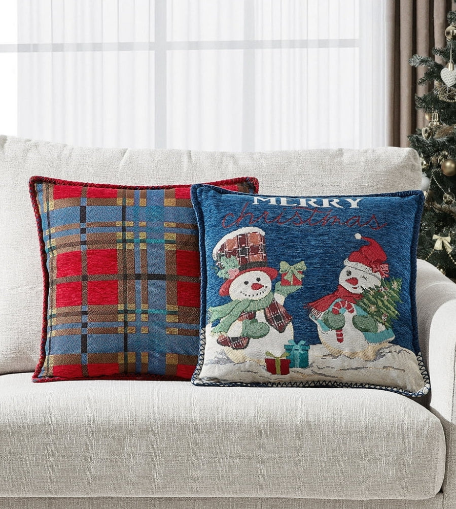 Merry Christmas Snowman Pillow