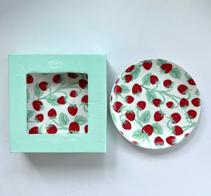 Strawberry Ceramic Appetizer Plates (Set of 4)