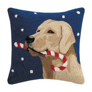 Christmas Yellow Lab Hook Pillow