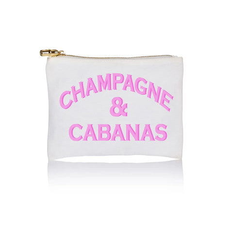 Bolsa de champán y cabañas