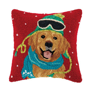 Winter Yellow Lab Hook Pillow