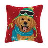 Winter Yellow Lab Hook Pillow