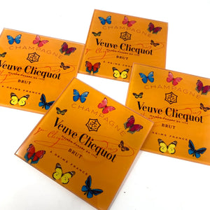 Orange Butterfly Veuve Coasters (Set of 4)