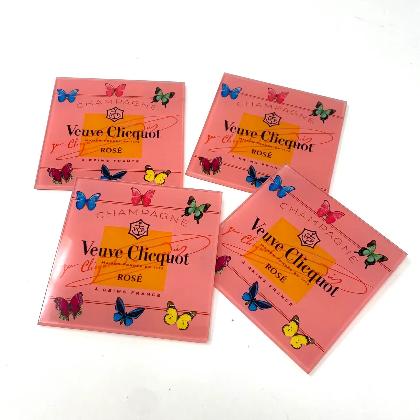 Sous-verres à champagne papillon rose