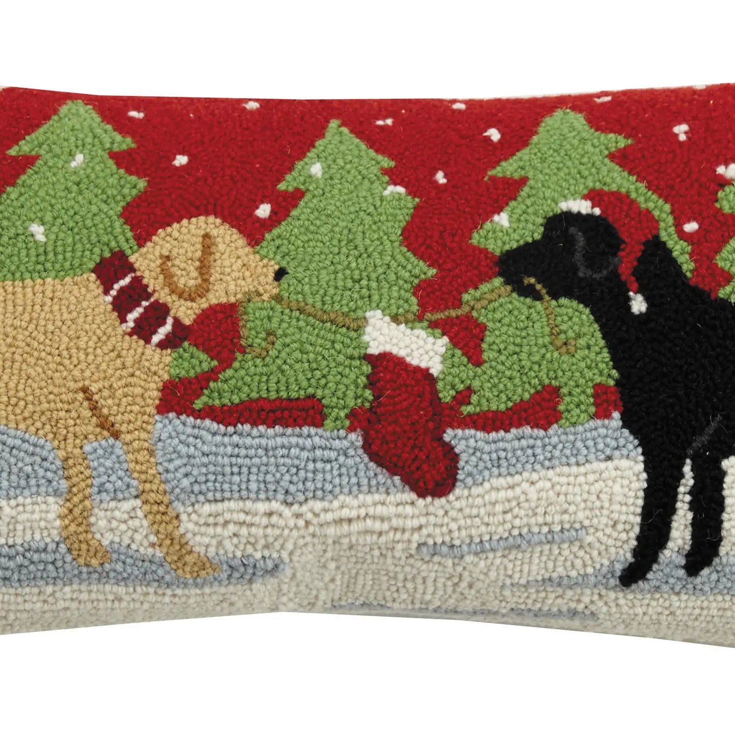 Christmas Playful Labs Hook Pillow