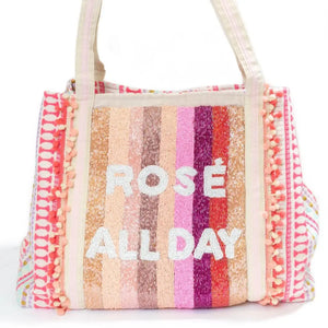 Rosé All Day Beaded Tote