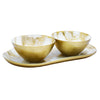 White + Gold Glass Tray and Bowls